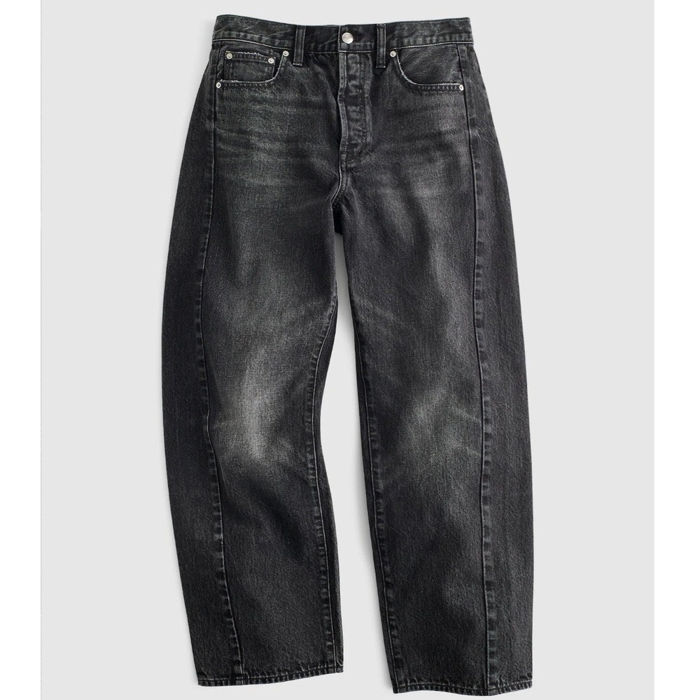 Madewell Pieced Barrel-Leg Button Fly Jeans Ashen Black Wash 100% Cotton New 32